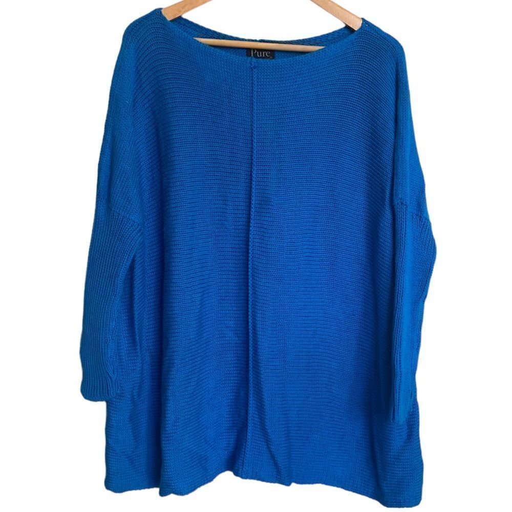Pure Handknit Sweater Bright Blue Size Medium/Large